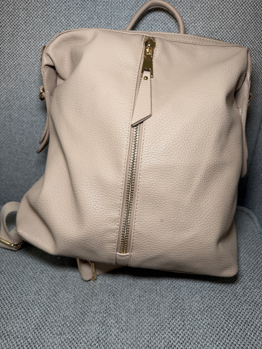Urban Expressions Pebbled Vegan Leather Backpack - Light Beige